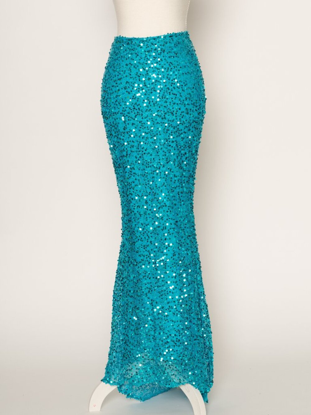 Runaway the Label NWOT Zeena Aqua Blue Sequin Mermaid Maxi-Skirt Y2K Size Small